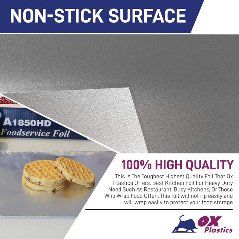 Ox Plastics Aluminum Foil Roll 18"x 500 feet (1 Pack) - Aluminum Foil Heavy-Duty, Commercial Grade for Food Service Industry - Silver Foil for Cooking & Roasting - Image 4